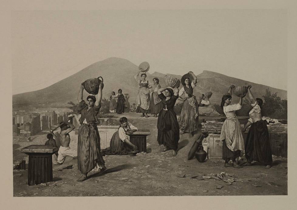 Edouard-Alexandre Sainin teos Pompejin kaivauksista vuodelta 1865.