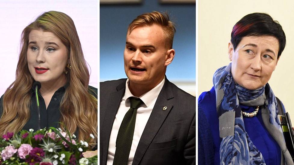 Vihreiden uudet varapuheenjohtajat ovat Iiris Suomela, Atte Harjanne ja Hanna Holopainen.