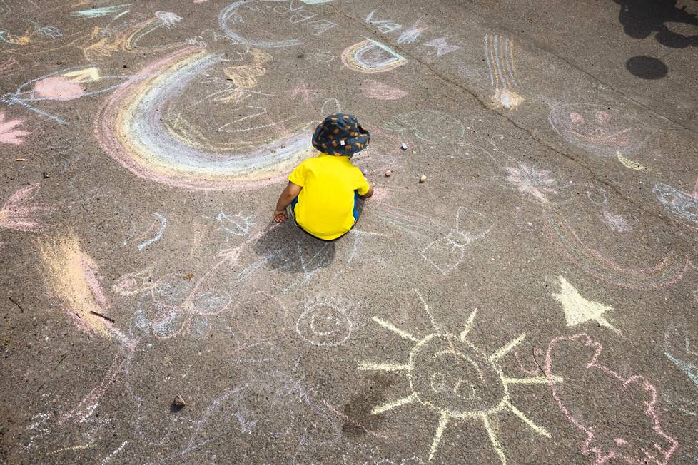 The children could draw with chalk on the asphalt.