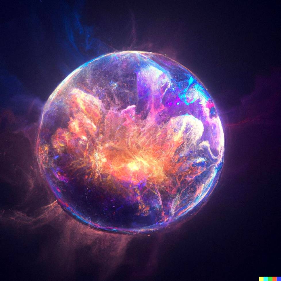 Kilonova räjähti kahden neutronitähden sulautuessa toisiinsa etäisessä galaksissa.  Tutkijoiden luoma kuvitus tapahtumasta. 