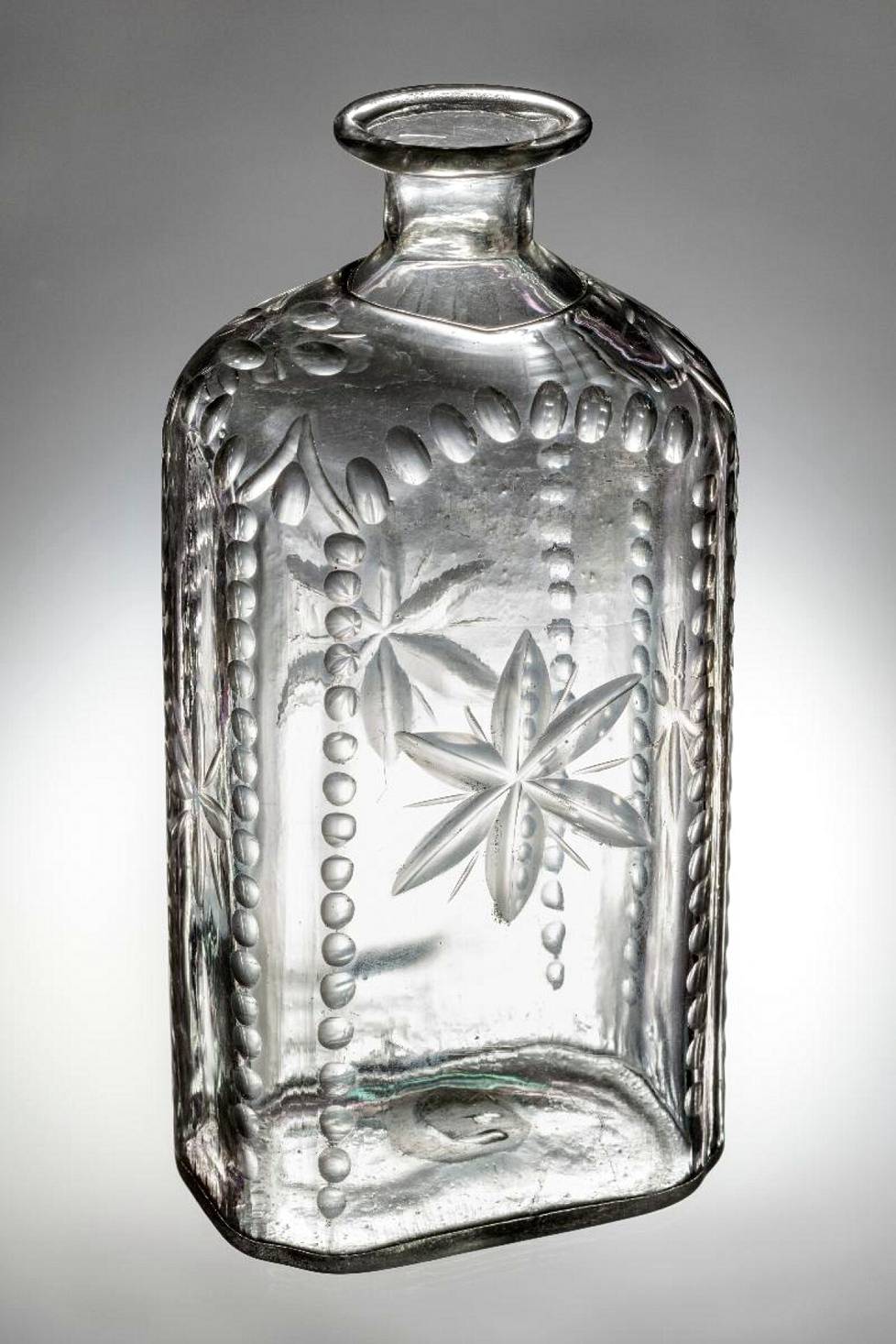 Decorative bottle of liquor from the 18th century.