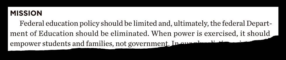 According to the project, the United States Ministry of Education should be abolished.