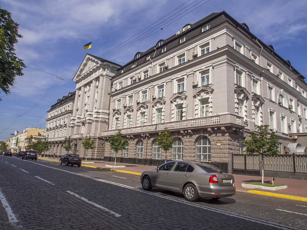 Ukrainan turvallisuuspoliisin SBU:n päämaja Kiovassa. 