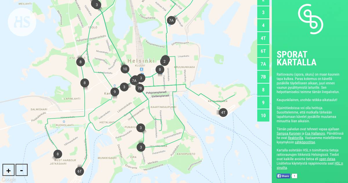 Uusi nettipalvelu näyttää raitiovaunujen liikkeet reaaliaikaisesti kartalla  - Kaupunki 
