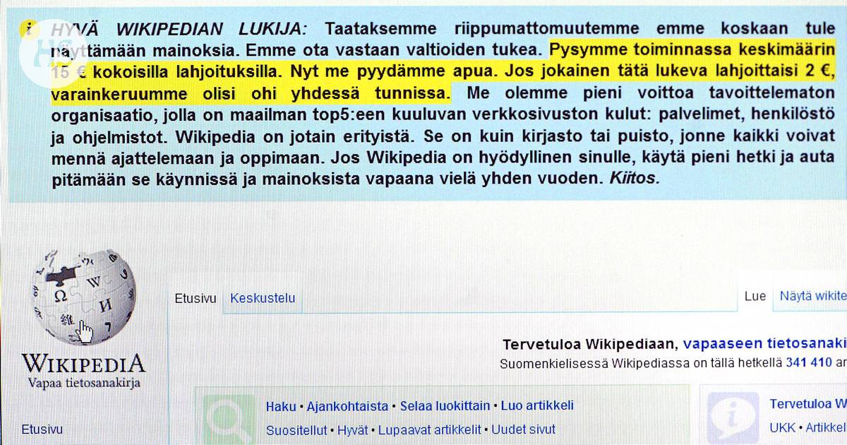 Wikipedia keräsi Suomesta yli 70 000 euroa - Kotimaa 