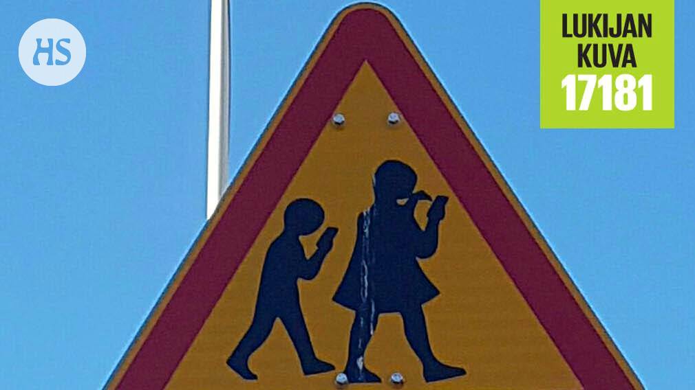 Varokaa puhelinta tuijottavia lapsia”, kertoo epävirallinen liikennemerkki  Munkkiniemessä - Kaupunki 