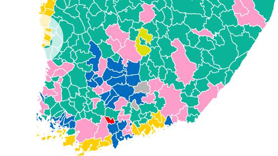 Vihreät menestyi kaupungeissa, kokoomus etelässä – puolueiden tukialueet  kartalla - Politiikka 
