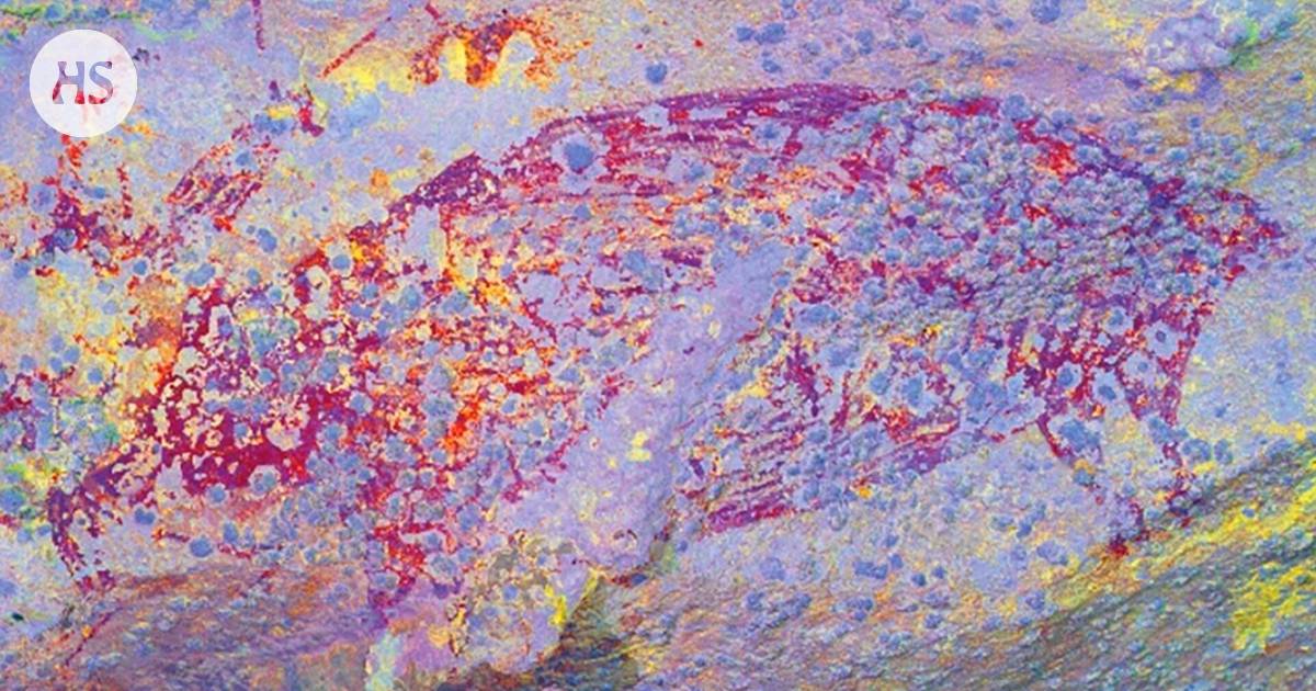 The oldest known rock painting features three people and a pig