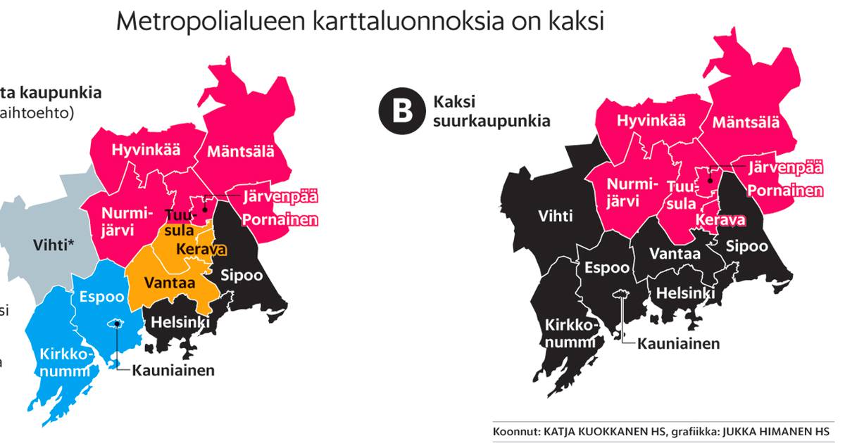 Työryhmä esittää Helsingin seudulle neljää kuntaa - Kaupunki 