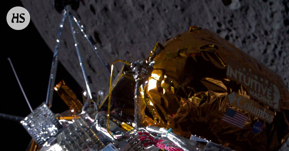 The lunar lander may have tipped onto its side