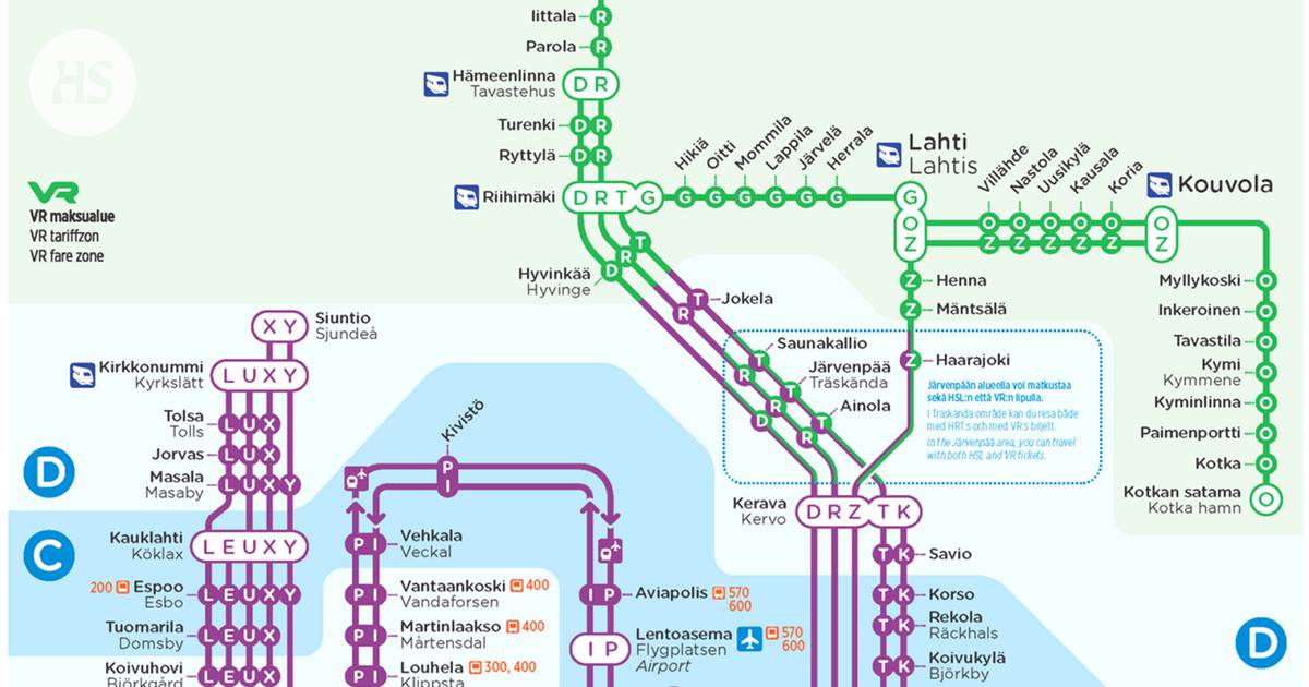Lähijunien uuteen karttaan ilmestyi asemia, joihin ei voi matkustaa HSL:n  lipulla - Kaupunki 